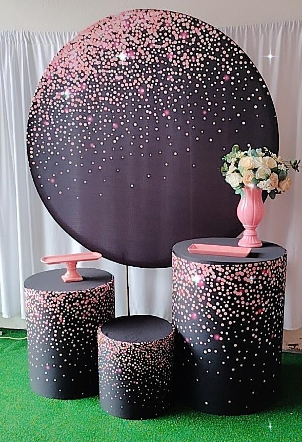 Kit Promocional Gliter Rosa Com Preto - Modelo 2 - TudFestas