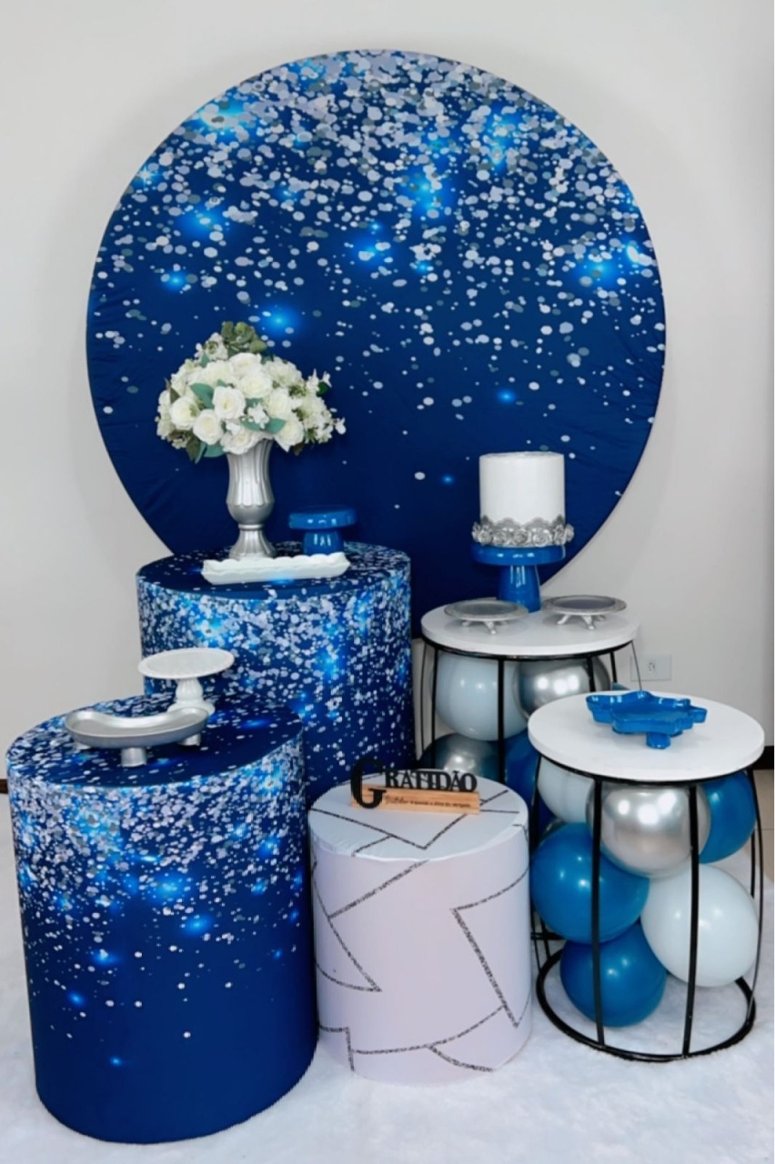 Kit Ouro Glitter Azul Com Prata  - TudFestas