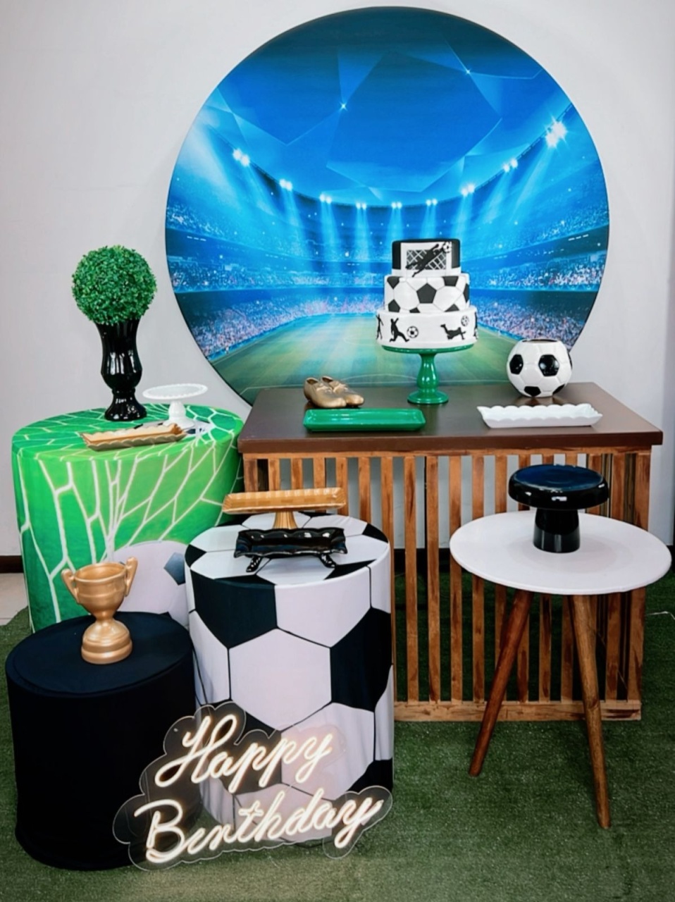 Futebol Campo Composição Mesa Rustica 1 - TudFestas