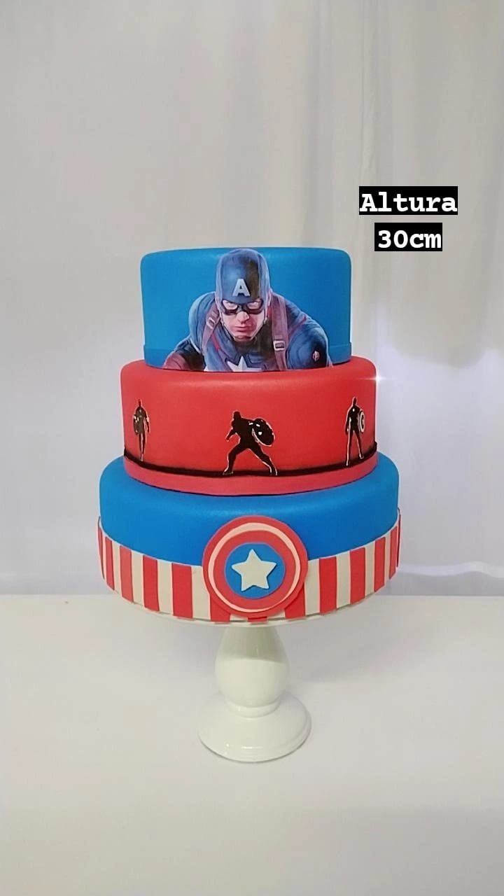 Bolo Fake Capitão América - TudFestas