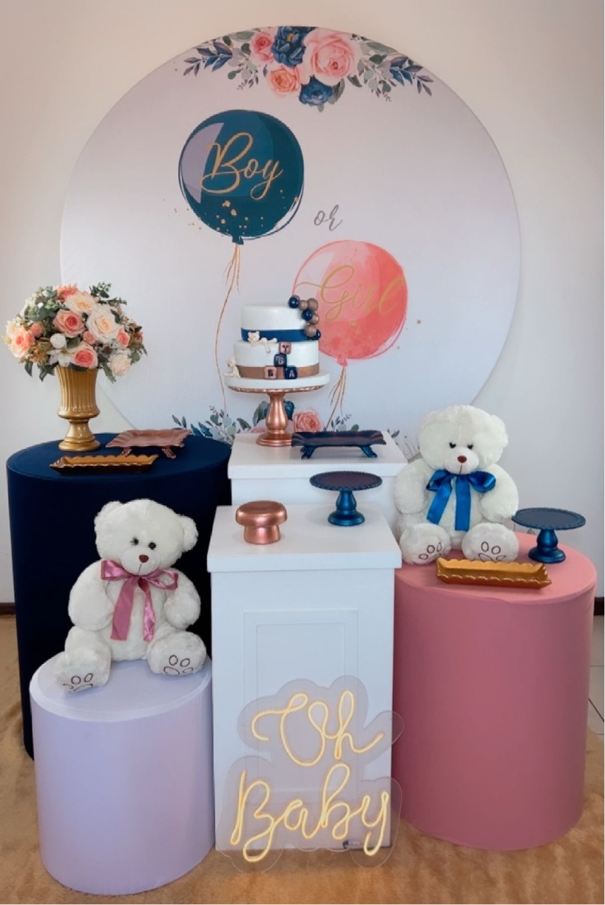 Kit Diamante Chá Revelação - Azul E Rose - Modelo 2. - TudFestas