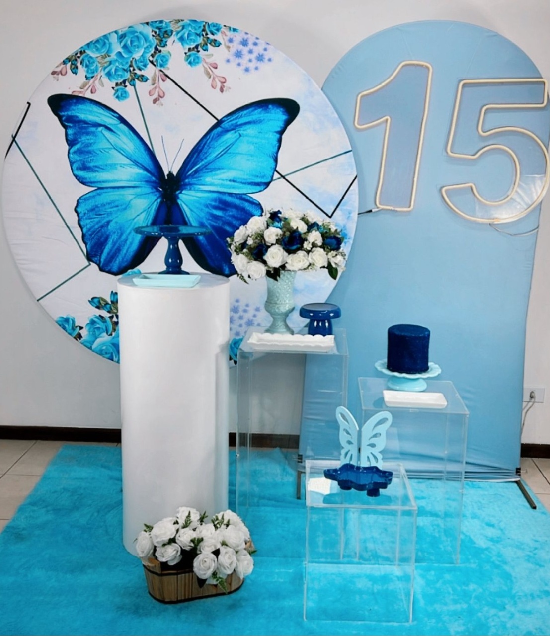 Borboleta Azul Composição - Modelo 4 - TudFestas