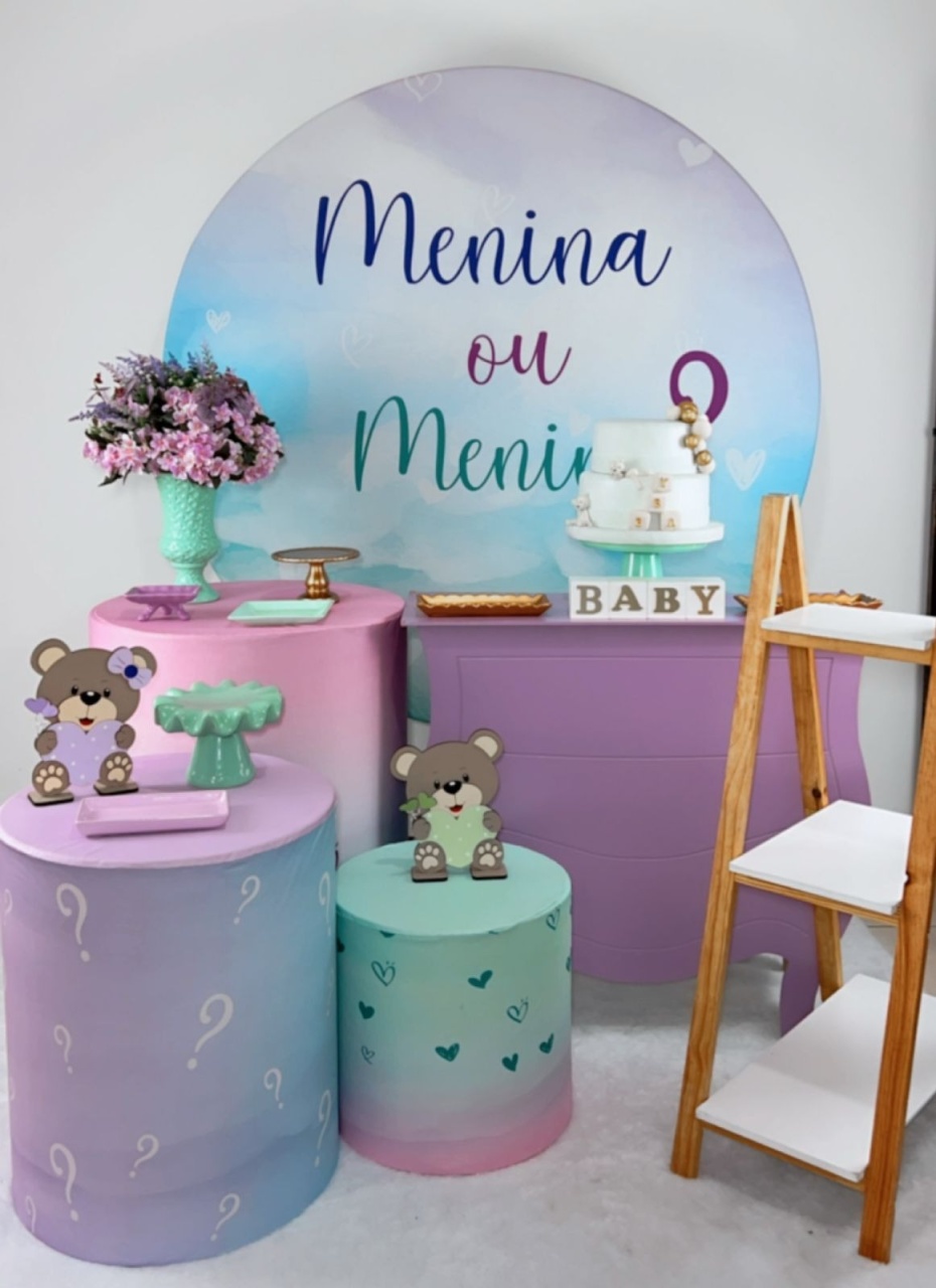 Kit Ouro Chá Revelação - Lilás E Verde.   - TudFestas
