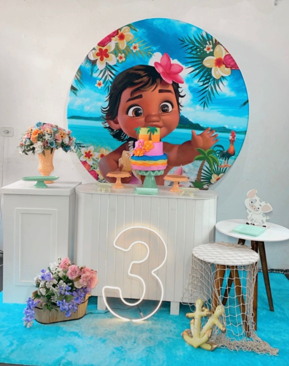 Composição Clean Moana Baby Fundo Azul 2 - TudFestas