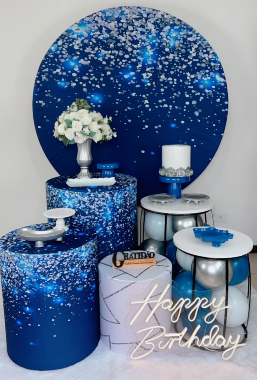 Kit Diamante Gliter Azul Com Prata - Modelo 2 - TudFestas