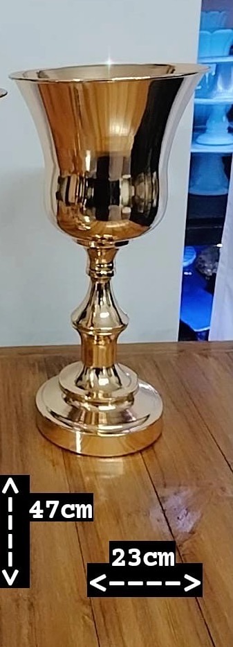 Vaso Dourado Luxo Taça Alto - TudFestas