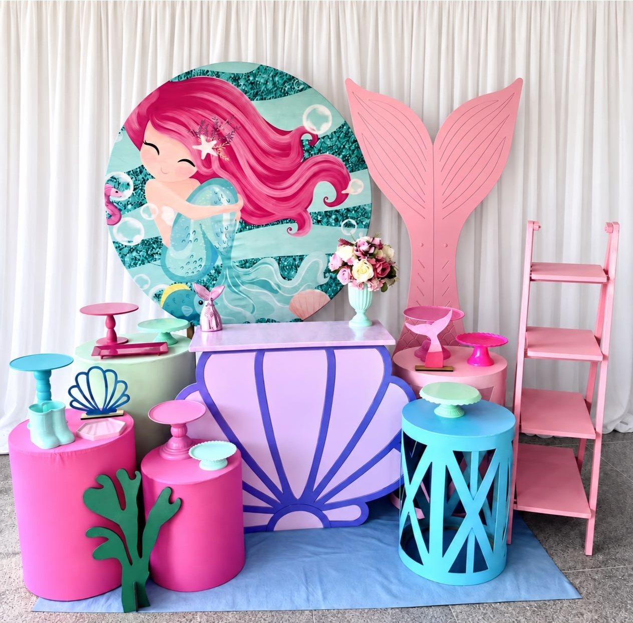 Kit Sereia Cabelo Rosa Luxo - Olaf Decoracao e pegue monte 