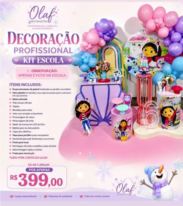Kit Escola - Olaf Decoracao e pegue monte 