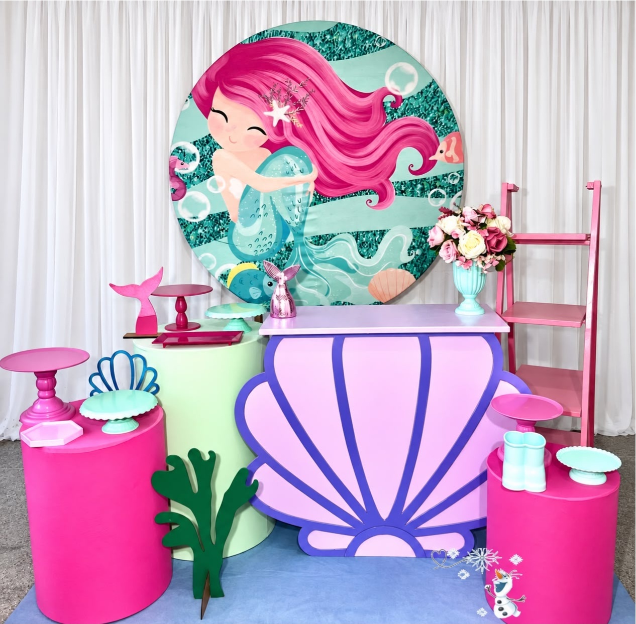 Kit Sereia Cabelo Rosa Sublime - Olaf Decoracao e pegue monte 