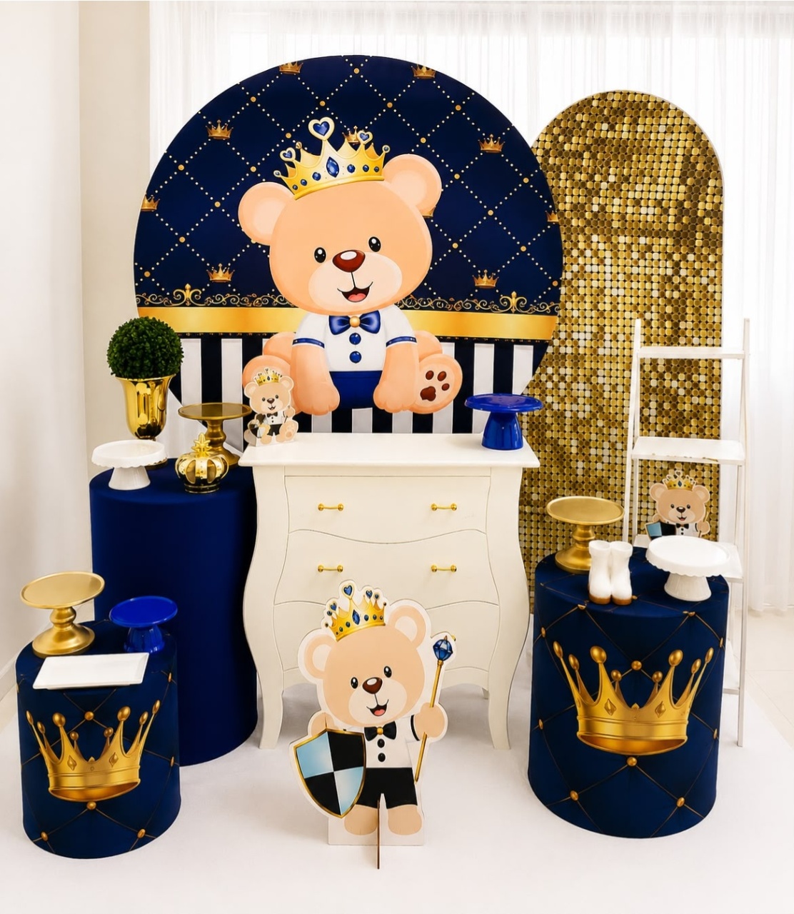 Kit Urso Realeza Azul Celebre - Olaf Decoracao e pegue monte 