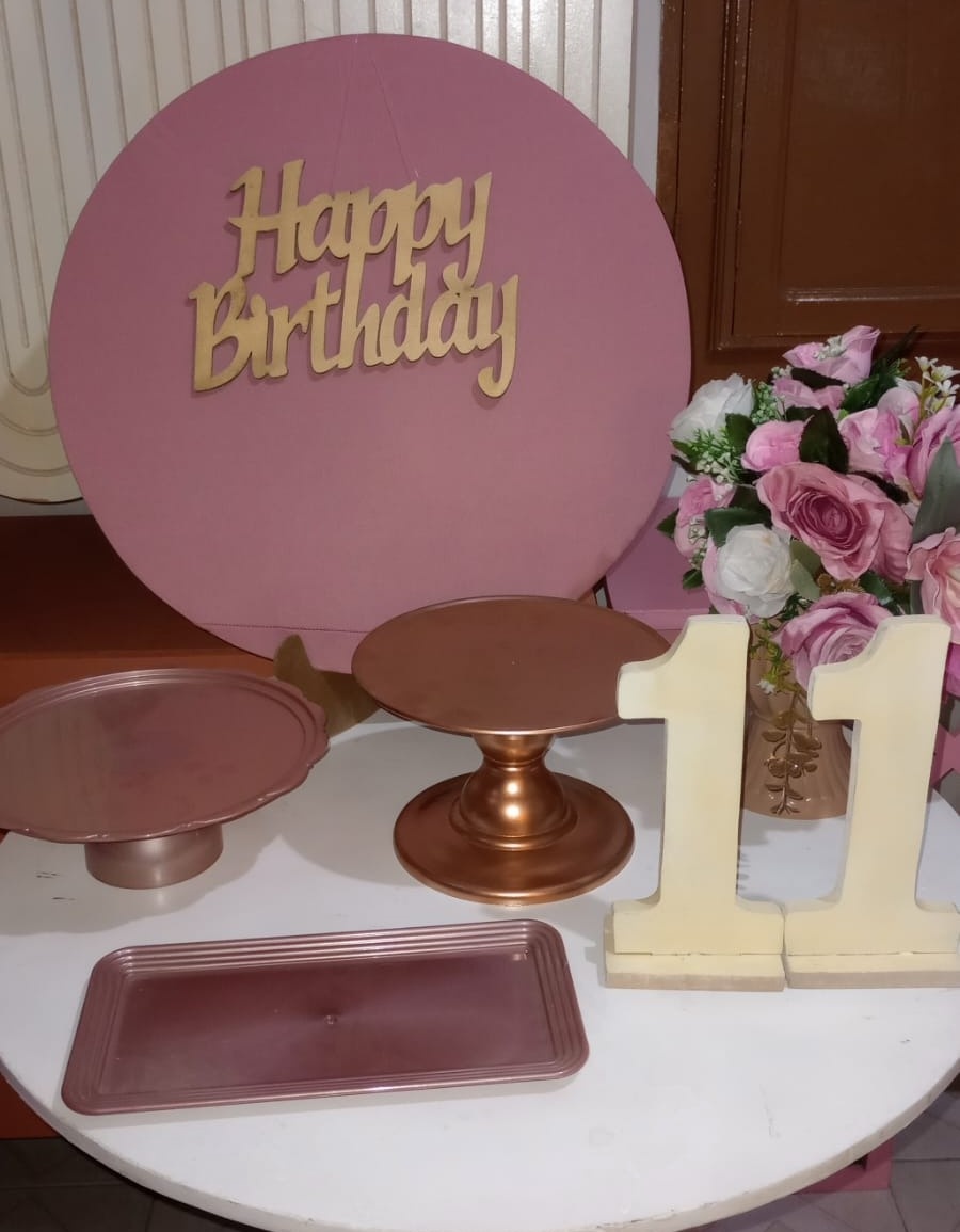 Kit Mesa Rose  - Olaf Decoracao e pegue monte 