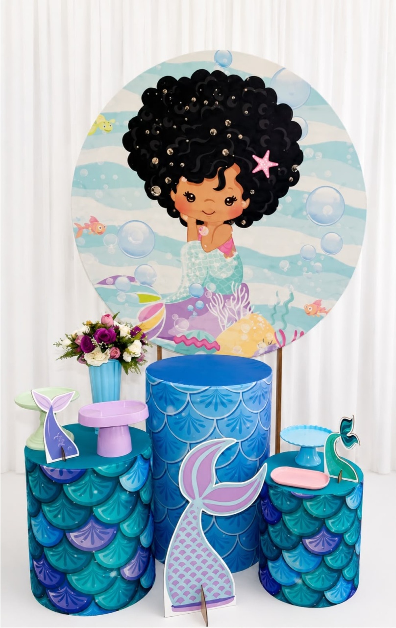 Kit Sereia Morena Prata - Olaf Decoracao e pegue monte 