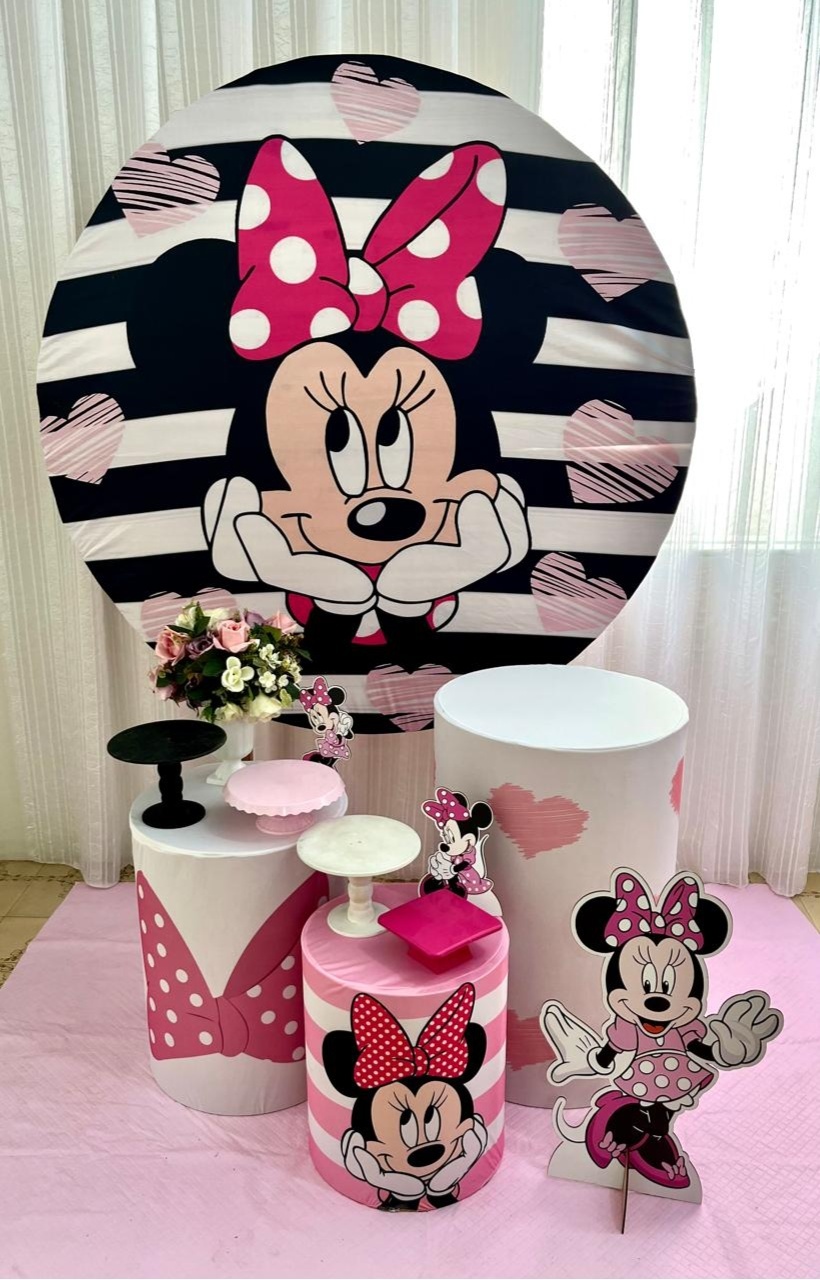 Kit Minie Rosa Prata - Olaf Decoracao e pegue monte 