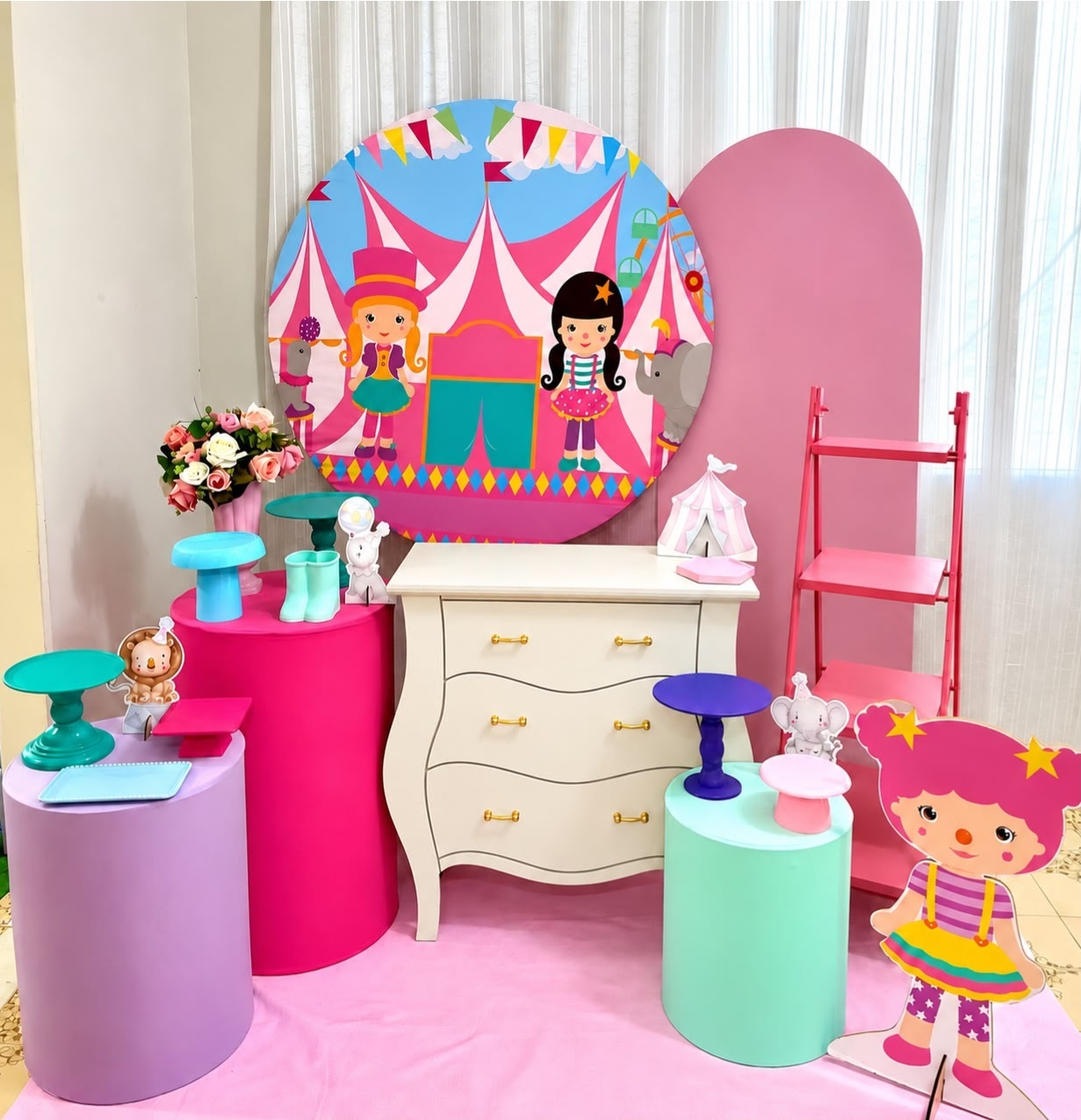 Kit Circo Rosa Forte Celebre - Olaf Decoracao e pegue monte 