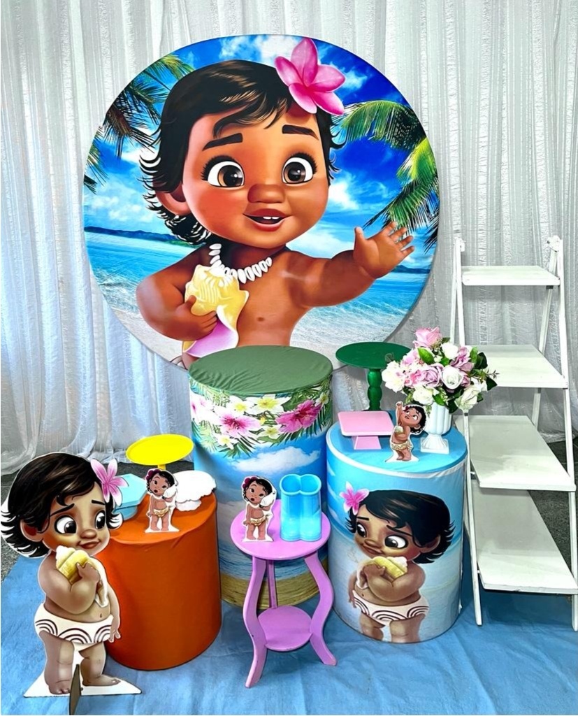 Kit Moana Baby Ouro - Olaf Decoracao e pegue monte 