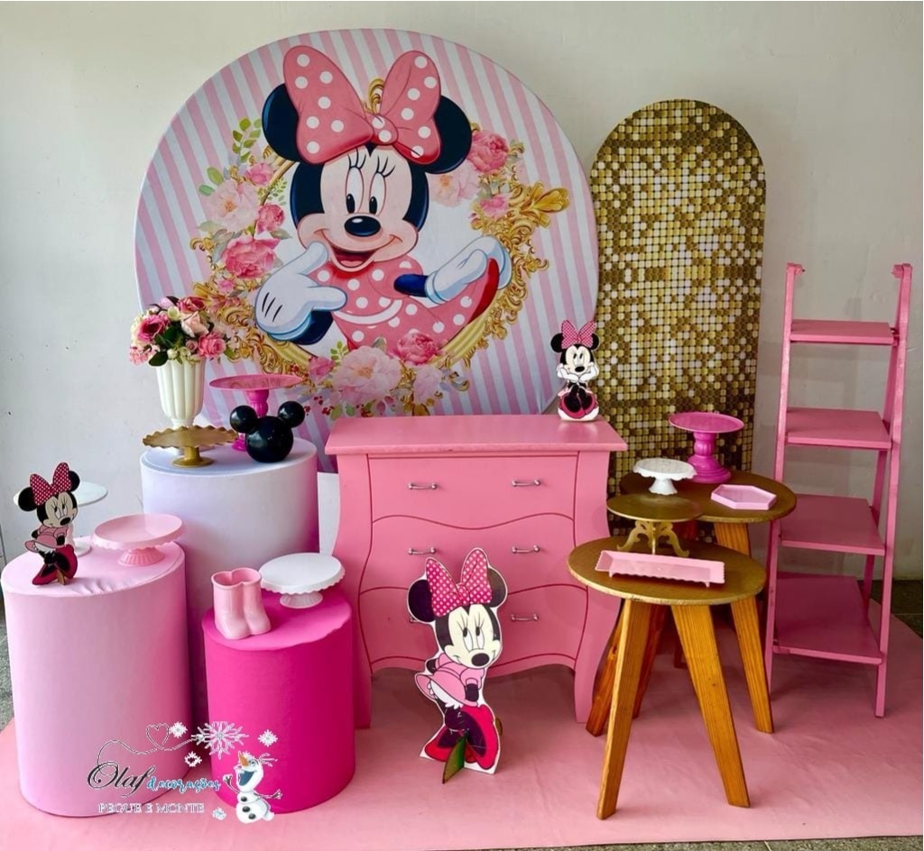 Minie Rosa Realeza Kit Luxo - Olaf Decoracao e pegue monte 