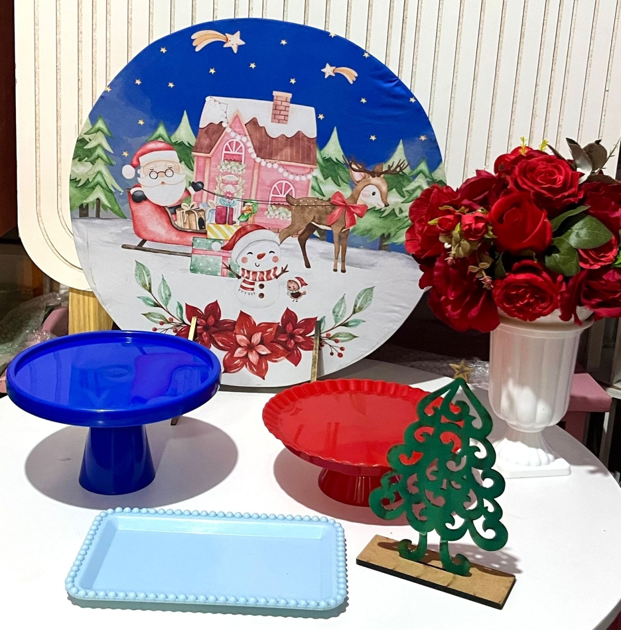 Kitzinho Natal Mesa Papai Noel - Olaf Decoracao e pegue monte 