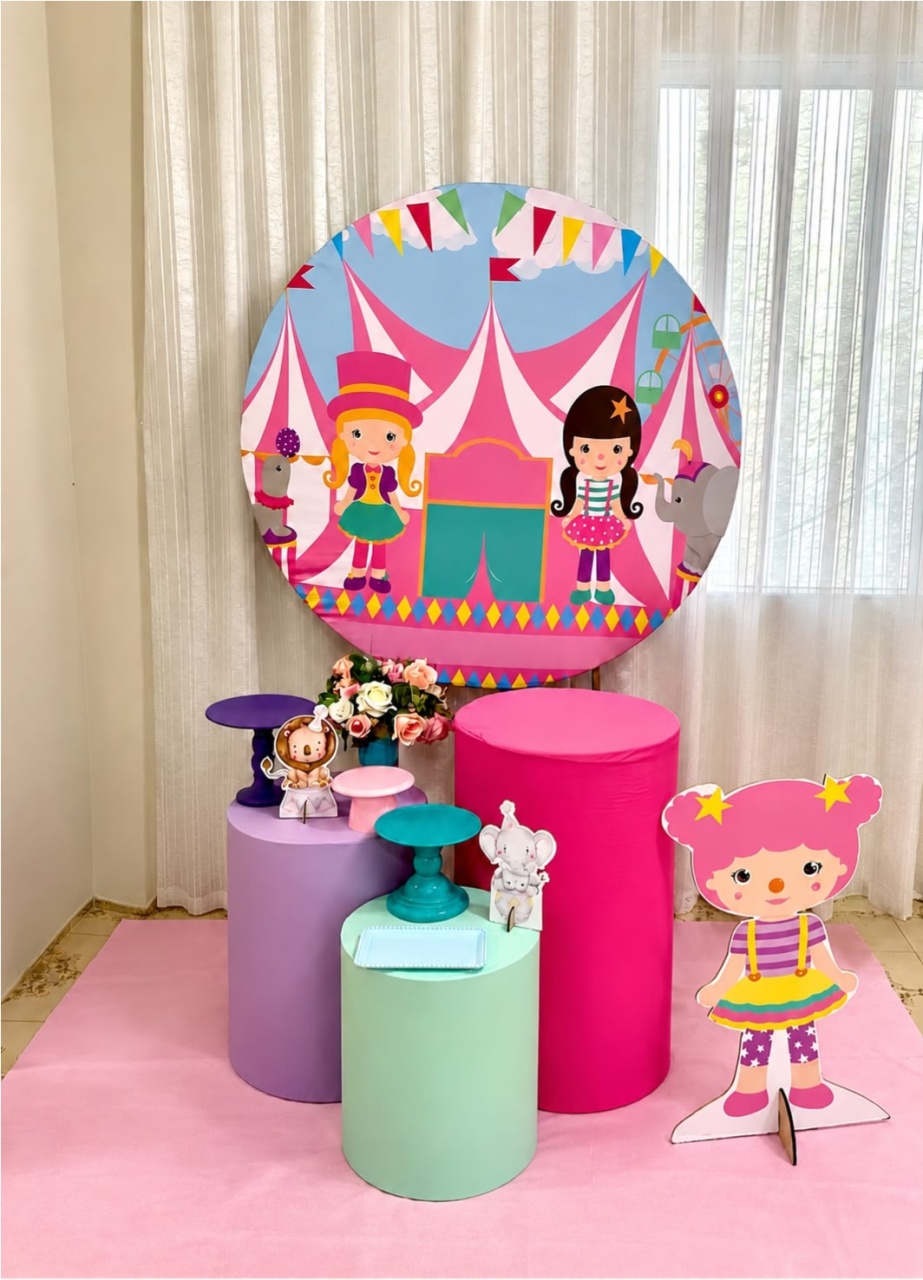 Kit Circo Rosa Forte Prata - Olaf Decoracao e pegue monte 
