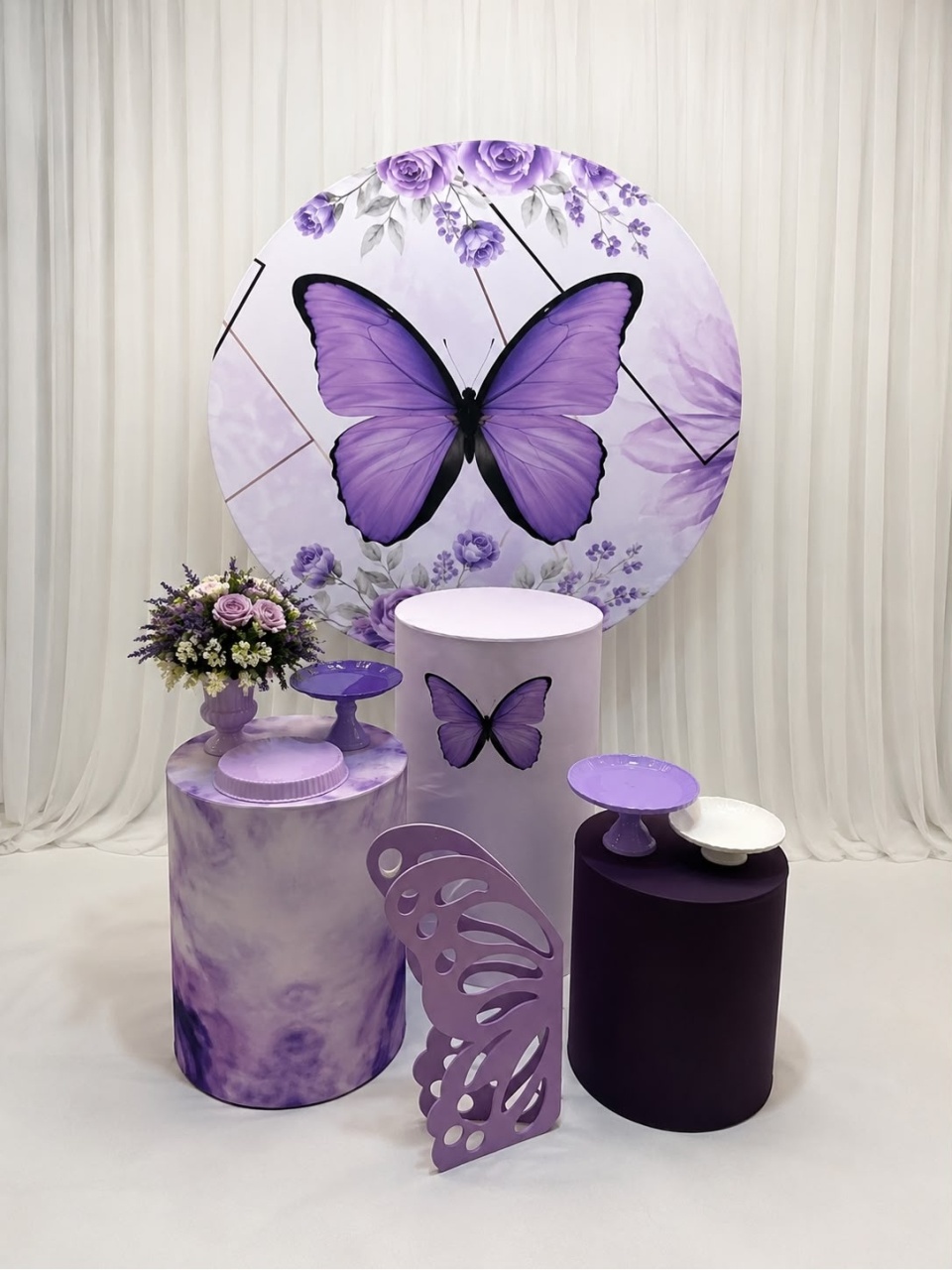 Kit Prata Borboleta Lilas Novo - Olaf Decoracao e pegue monte 