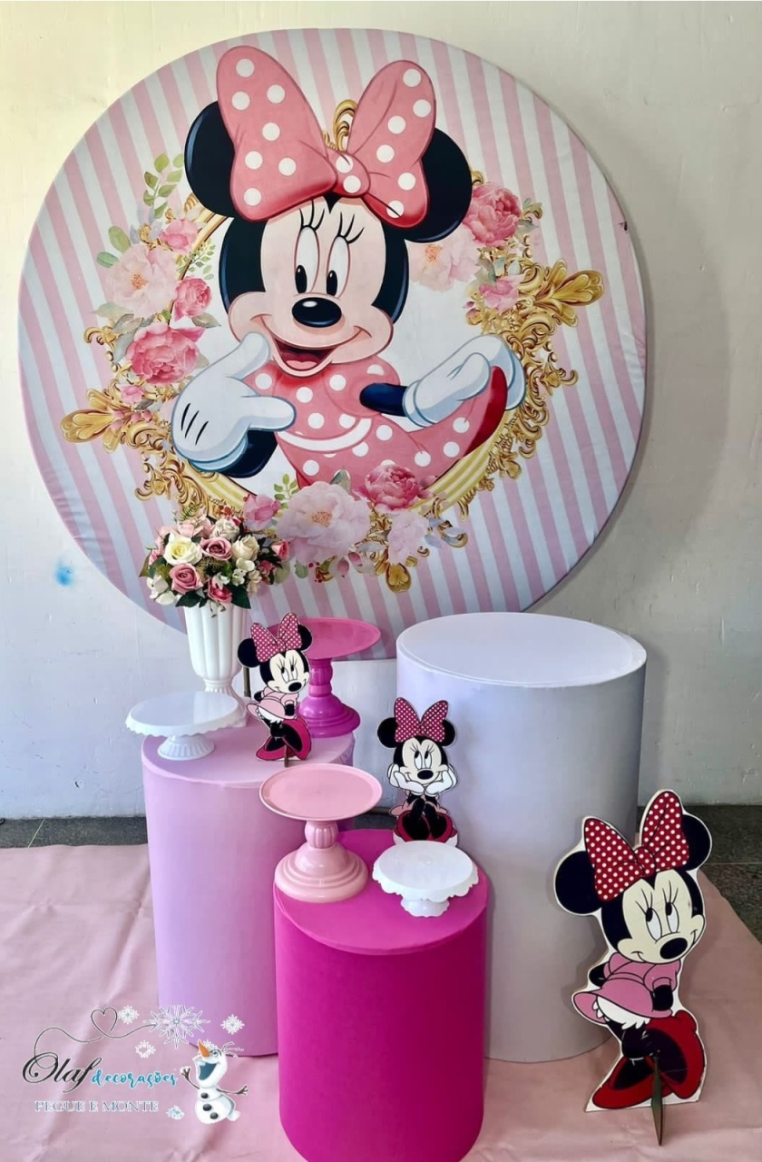 Minie Rosa Realeza Kit Prata - Olaf Decoracao e pegue monte 