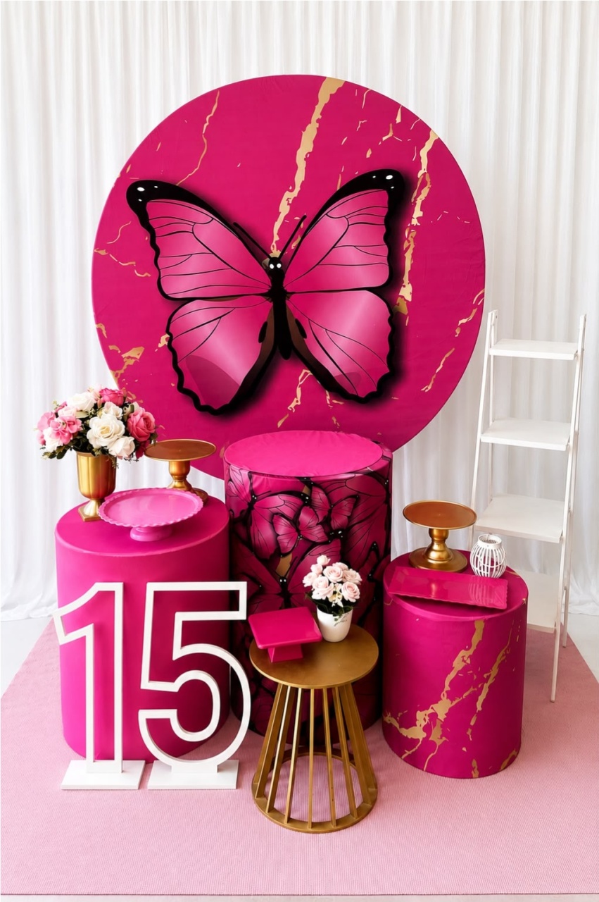 Kit Borboleta Rosa Forte Ouro - Olaf Decoracao e pegue monte 