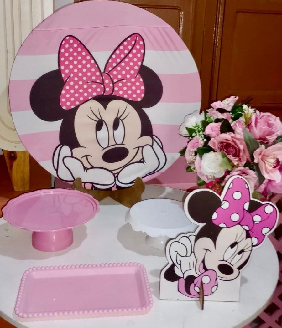  Kit Mesa Minie Rosa - Olaf Decoracao e pegue monte 