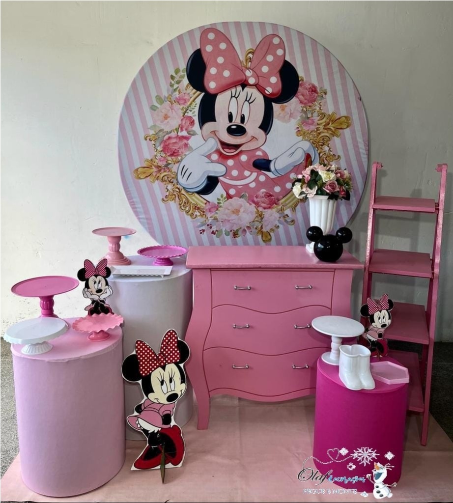 Minie Rosa Realeza Kit Sublime - Olaf Decoracao e pegue monte 