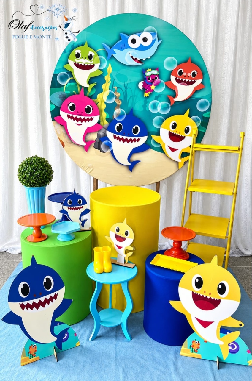 Kit Baby Shark Ouro - Olaf Decoracao e pegue monte 