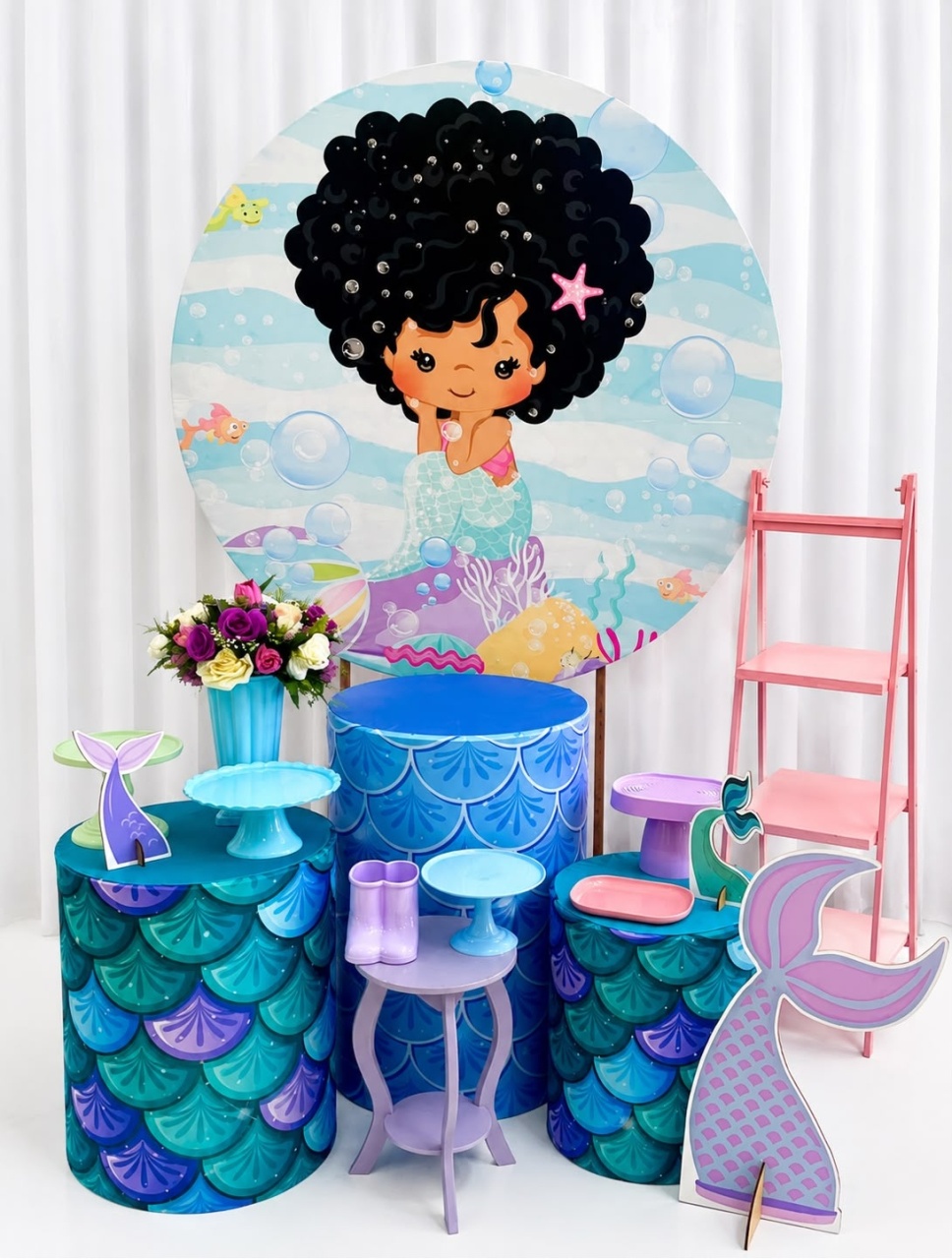 Kit Sereia Morena Ouro - Olaf Decoracao e pegue monte 