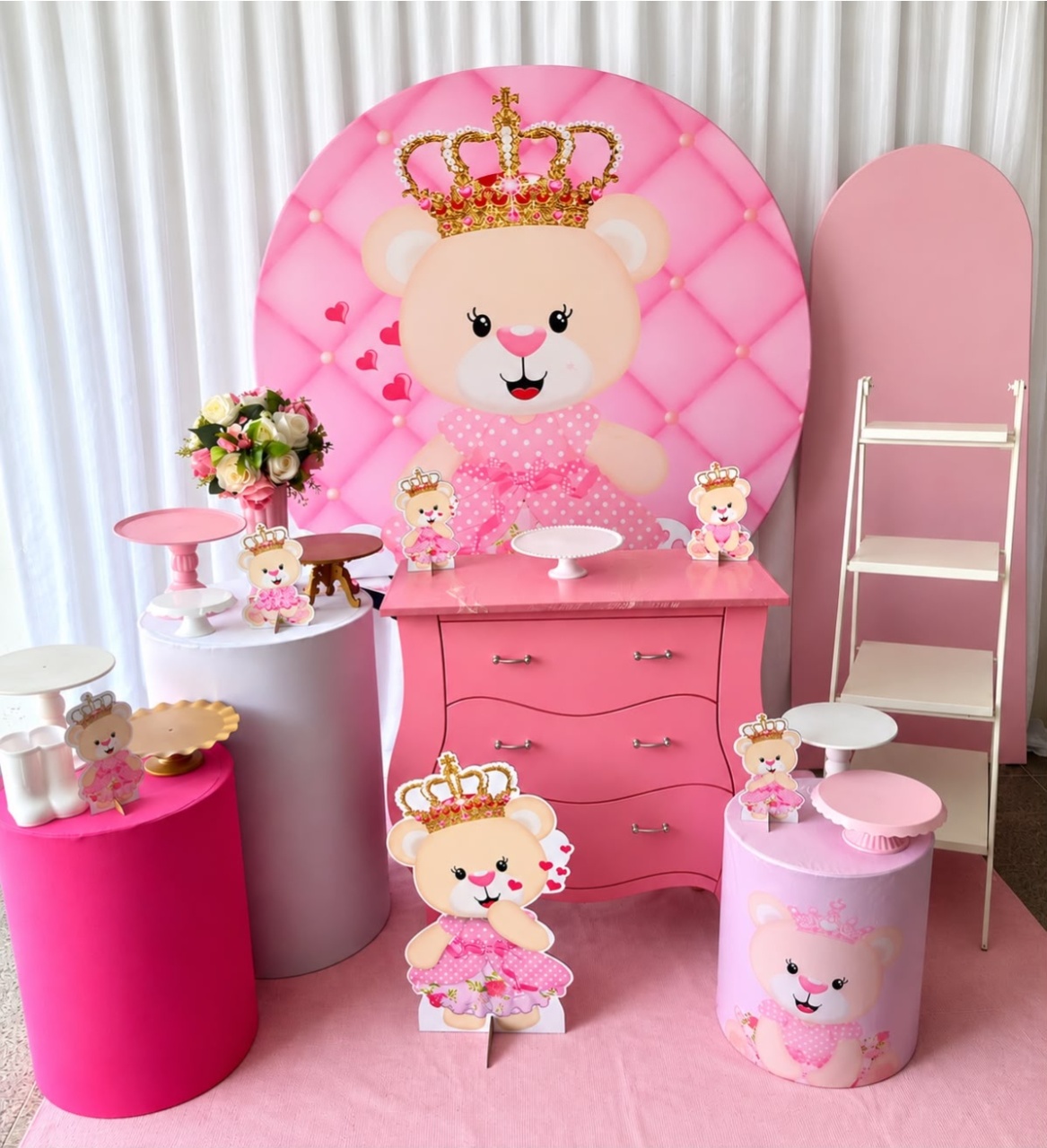 Kit Urso Realeza Rosa Celebre - Olaf Decoracao e pegue monte 