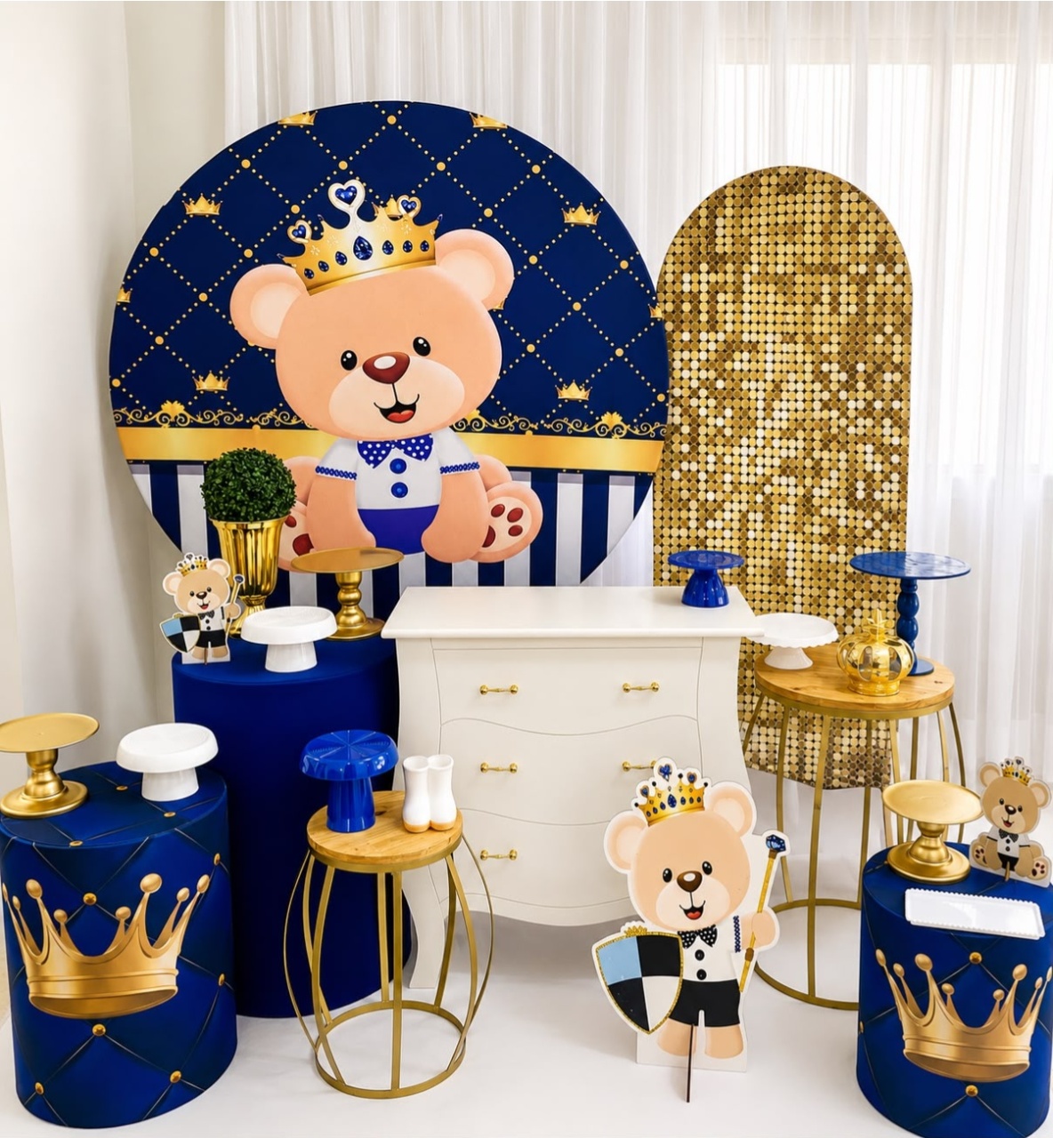 Kit Urso Realeza Azul Luxo - Olaf Decoracao e pegue monte 