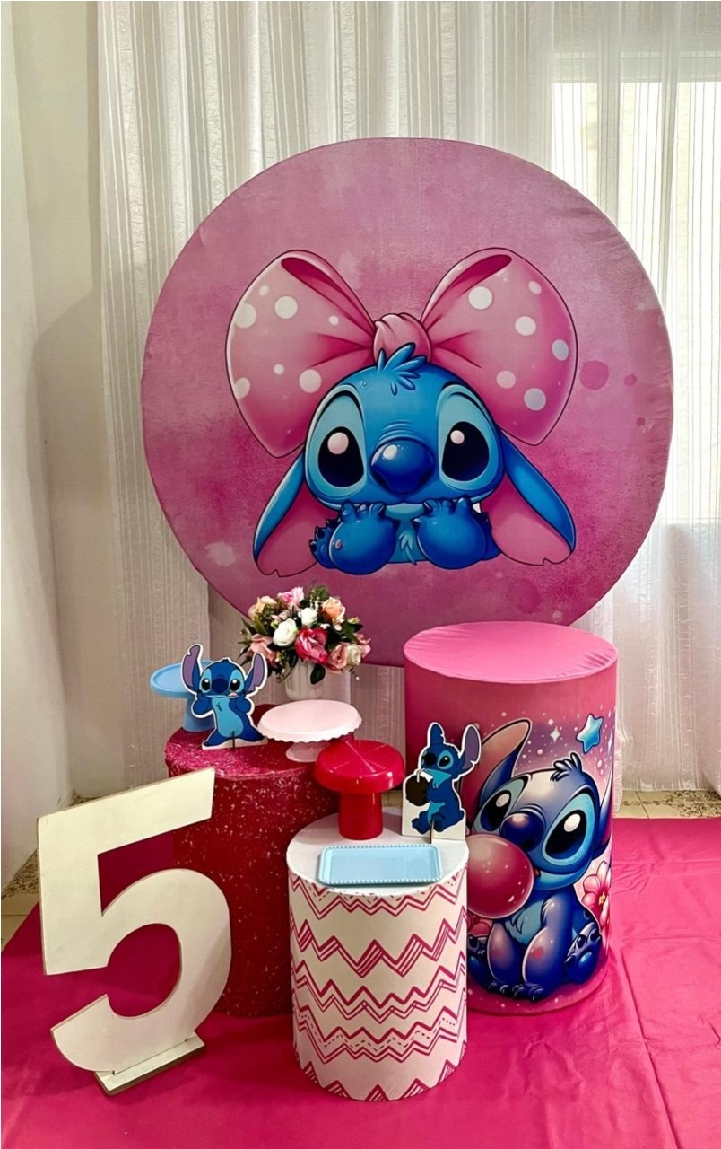 Kit Stitch Rosa Prata - Olaf Decoracao e pegue monte 