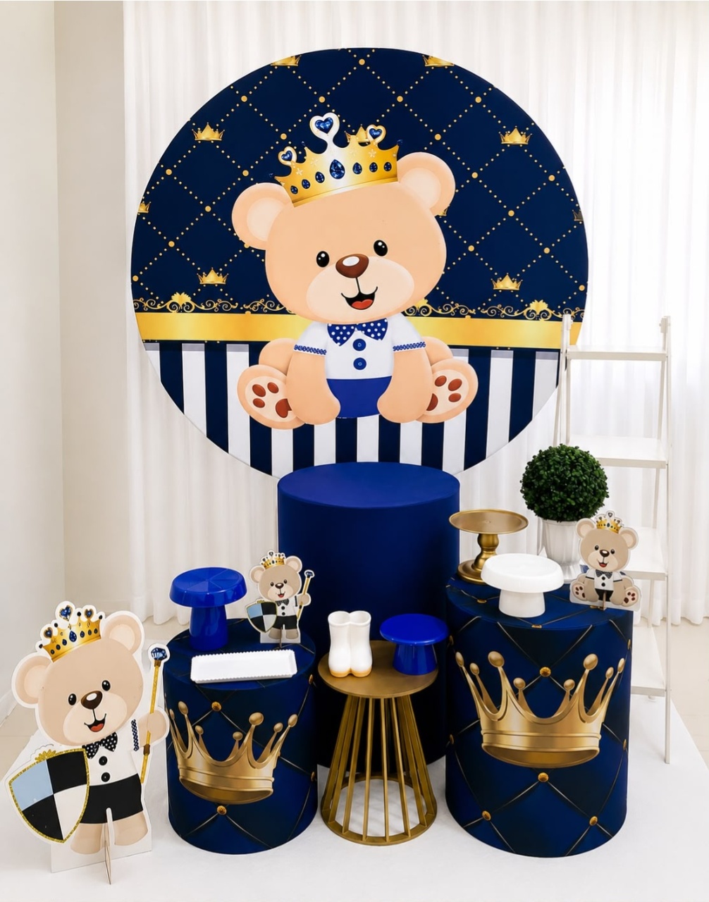 Kit Urso Realeza Azul Ouro - Olaf Decoracao e pegue monte 