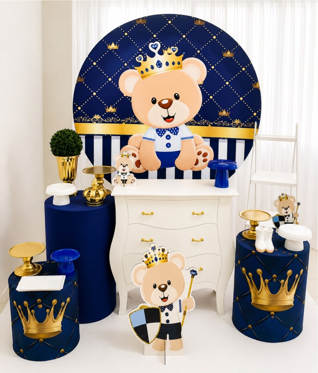 Kit Urso Realeza Azul Sublime - Olaf Decoracao e pegue monte 