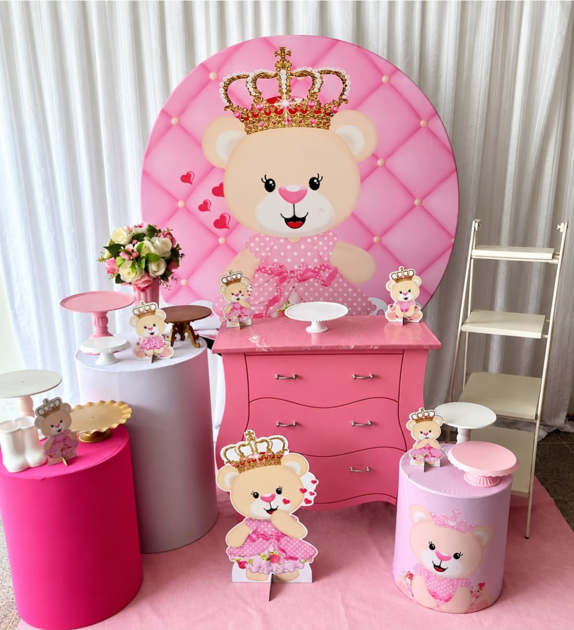 Kit Urso Realeza Rosa Sublime - Olaf Decoracao e pegue monte 