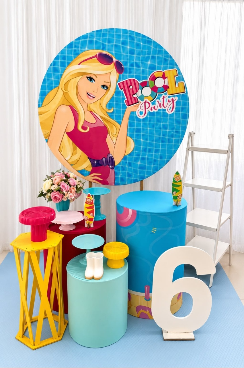 Kit Ouro Barbie Pool Party - Olaf Decoracao e pegue monte 