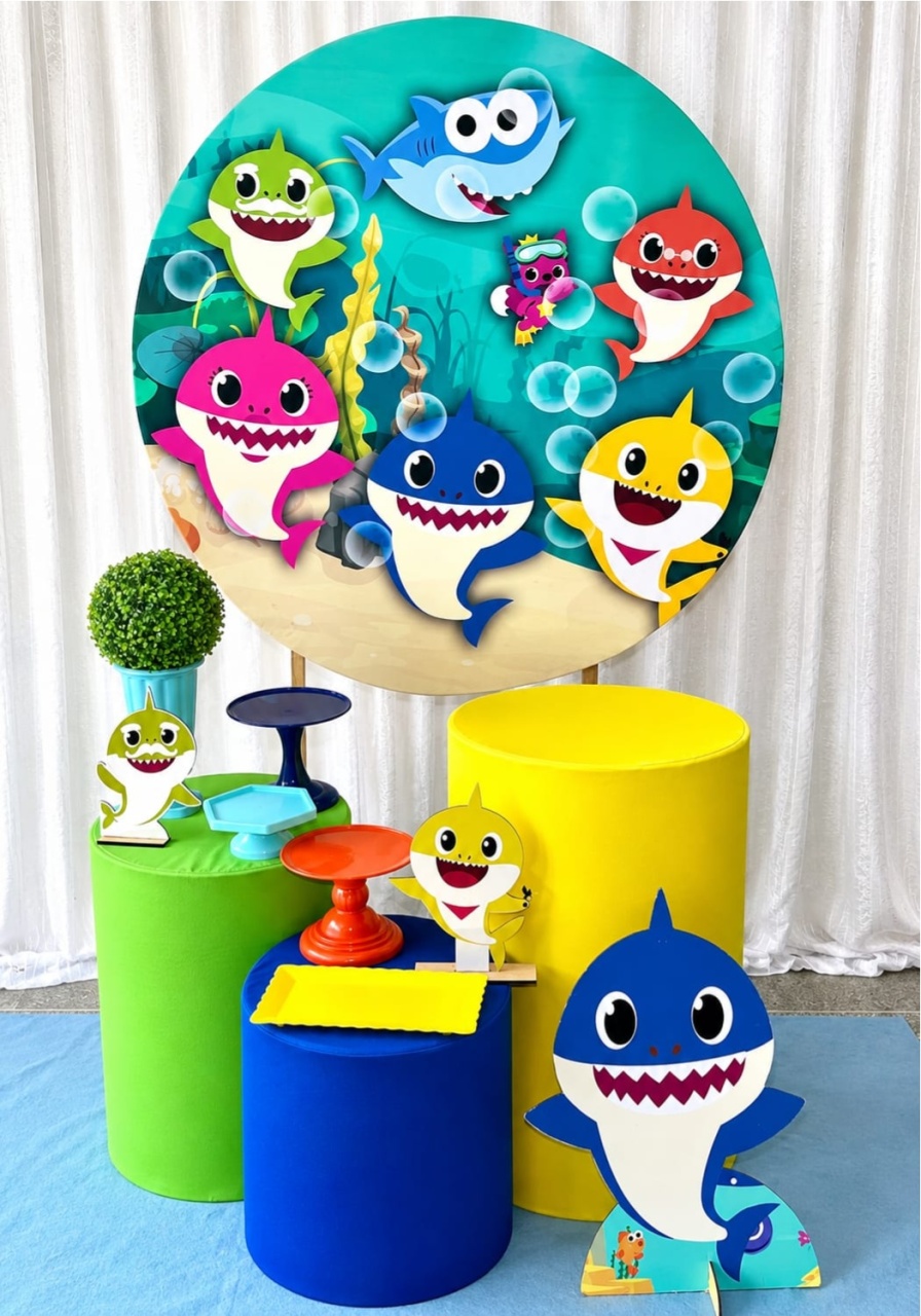 Kit Baby Shark Prata - Olaf Decoracao e pegue monte 