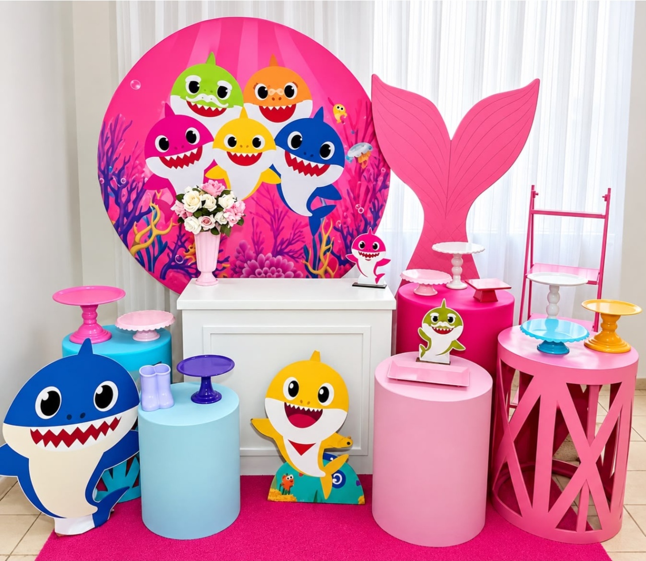 Kit Baby Shark Menina Luxo - Olaf Decoracao e pegue monte 