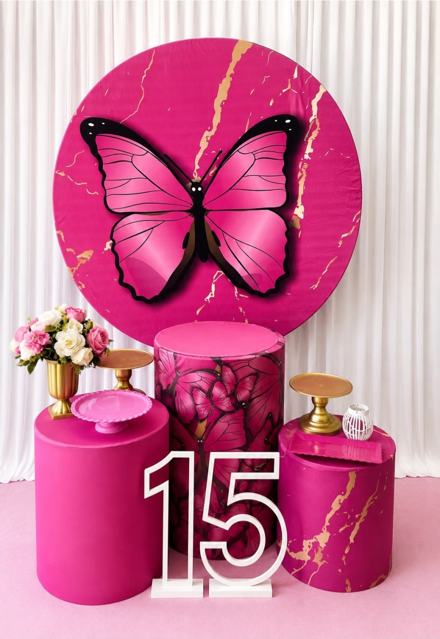 Kit Borboleta Rosa Forte Prata - Olaf Decoracao e pegue monte 