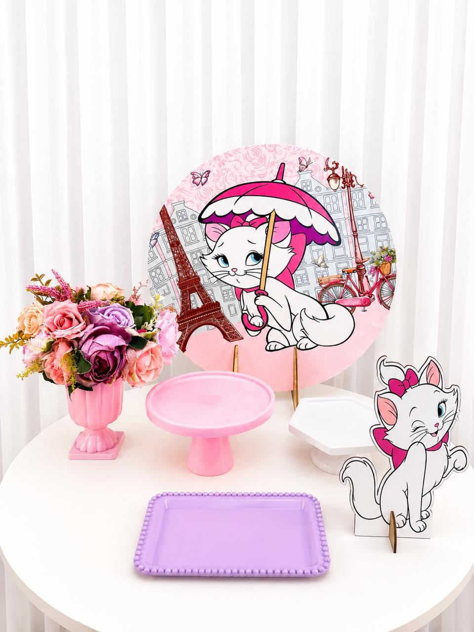Kit Mesa Gatinha Marie - Olaf Decoracao e pegue monte 