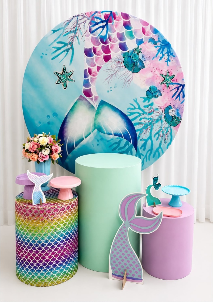 Kit Rabo Sereia Prata - Olaf Decoracao e pegue monte 