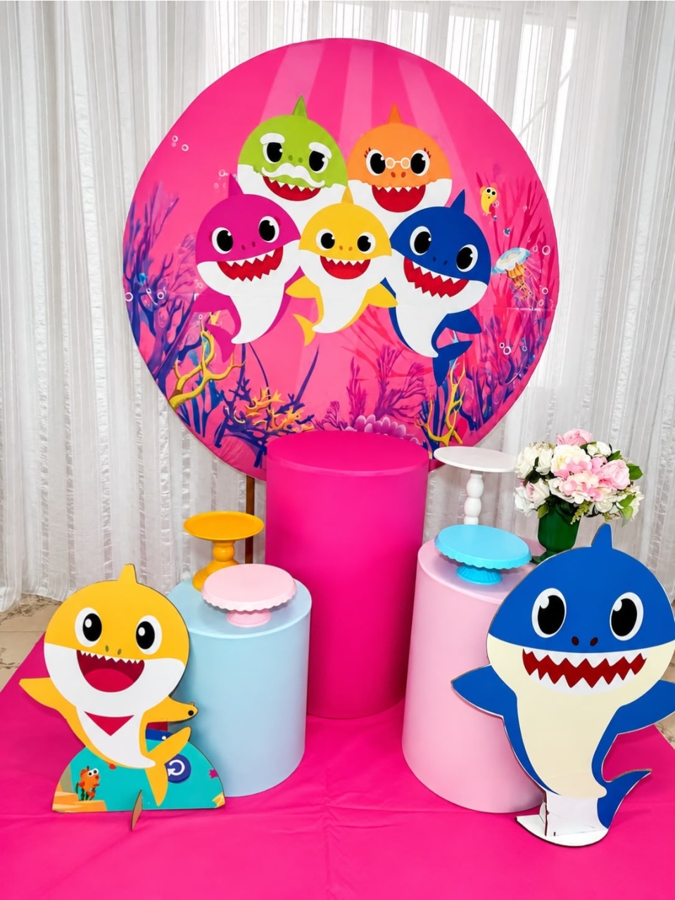 Kit Baby Shark Menina Prata - Olaf Decoracao e pegue monte 