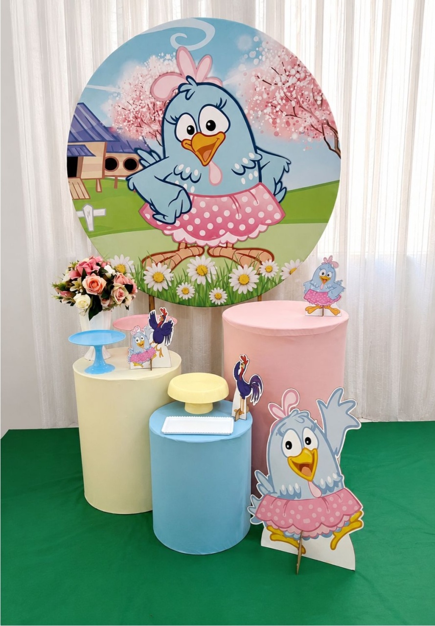Kit Galinha Pintadinha Rosa Prata - Olaf Decoracao e pegue monte 