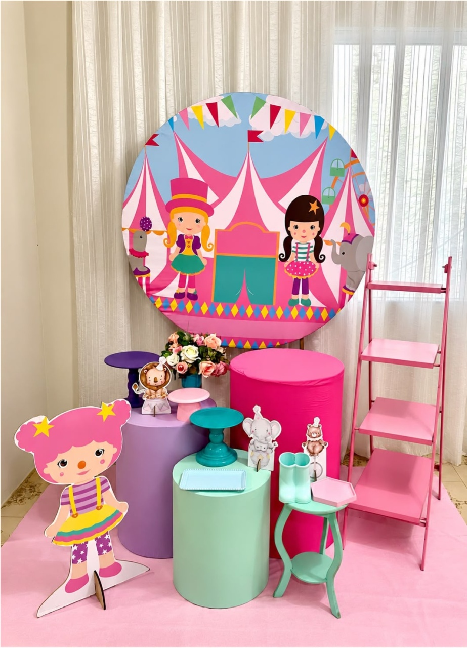 Kit Circo Rosa Forte Ouro - Olaf Decoracao e pegue monte 