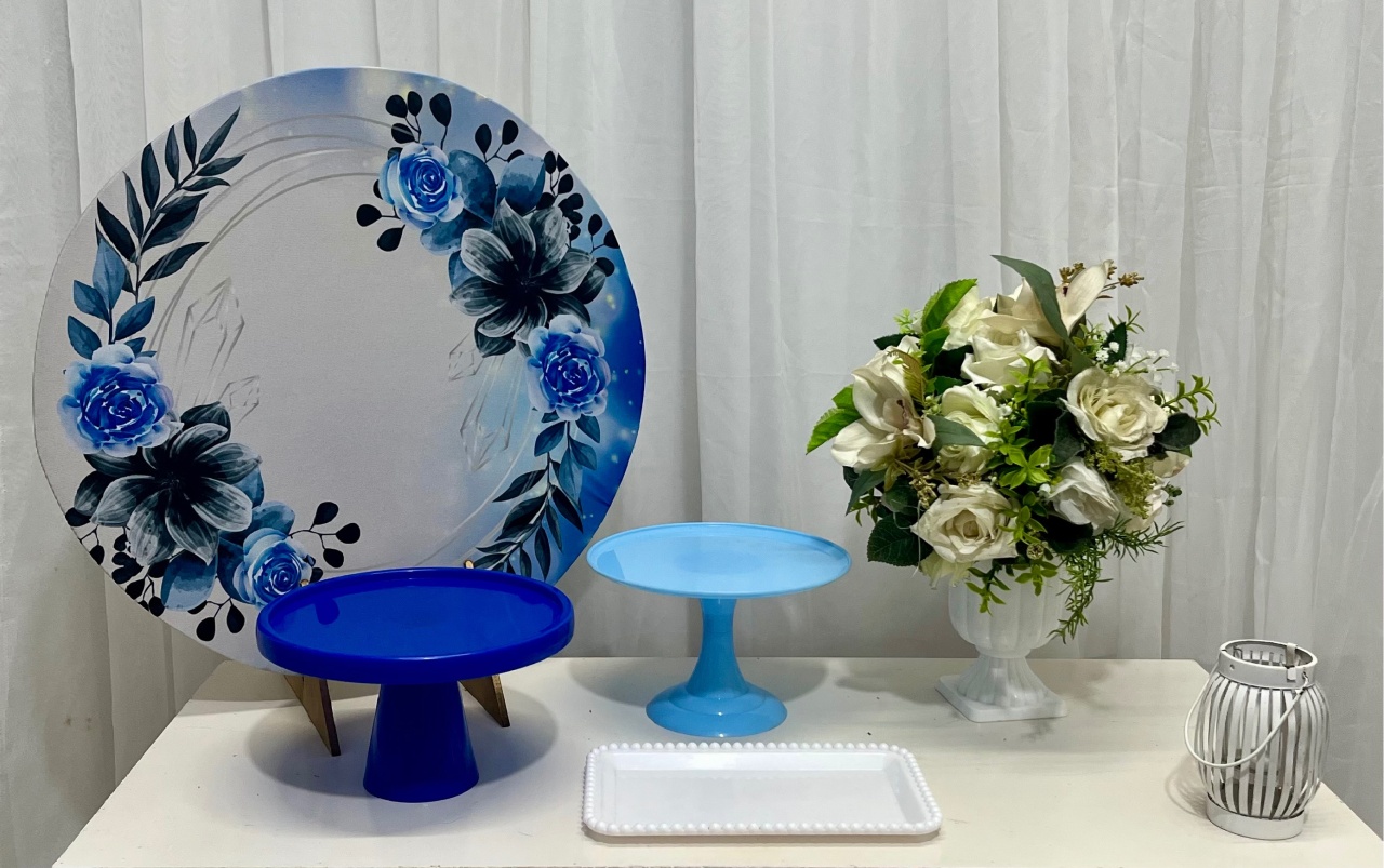 Kitzinho  de Mesa Tema Flor Azul  - Olaf Decoracao e pegue monte 