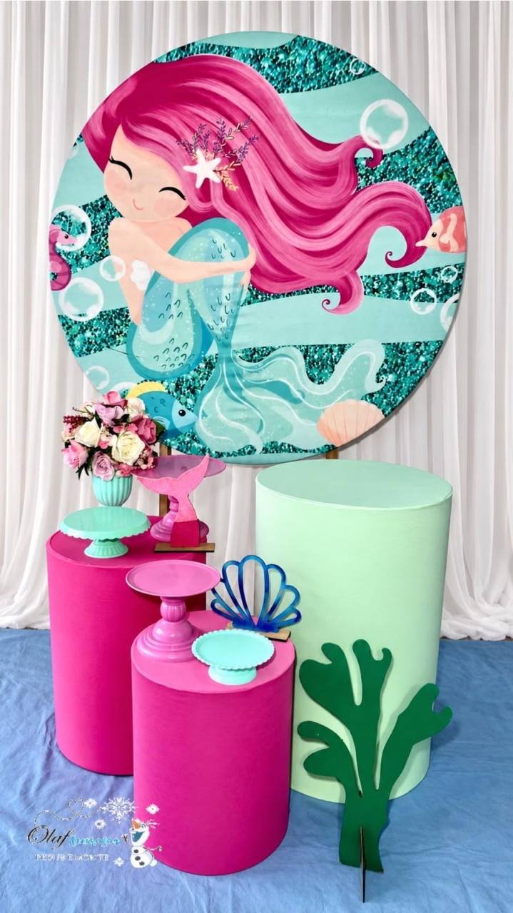 Kit Sereia Cabelo Rosa Prata - Olaf Decoracao e pegue monte 