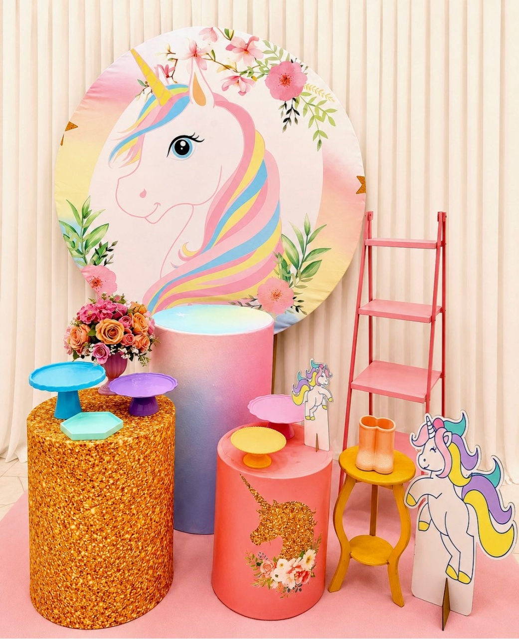 Kit Unicornio Ouro - Olaf Decoracao e pegue monte 
