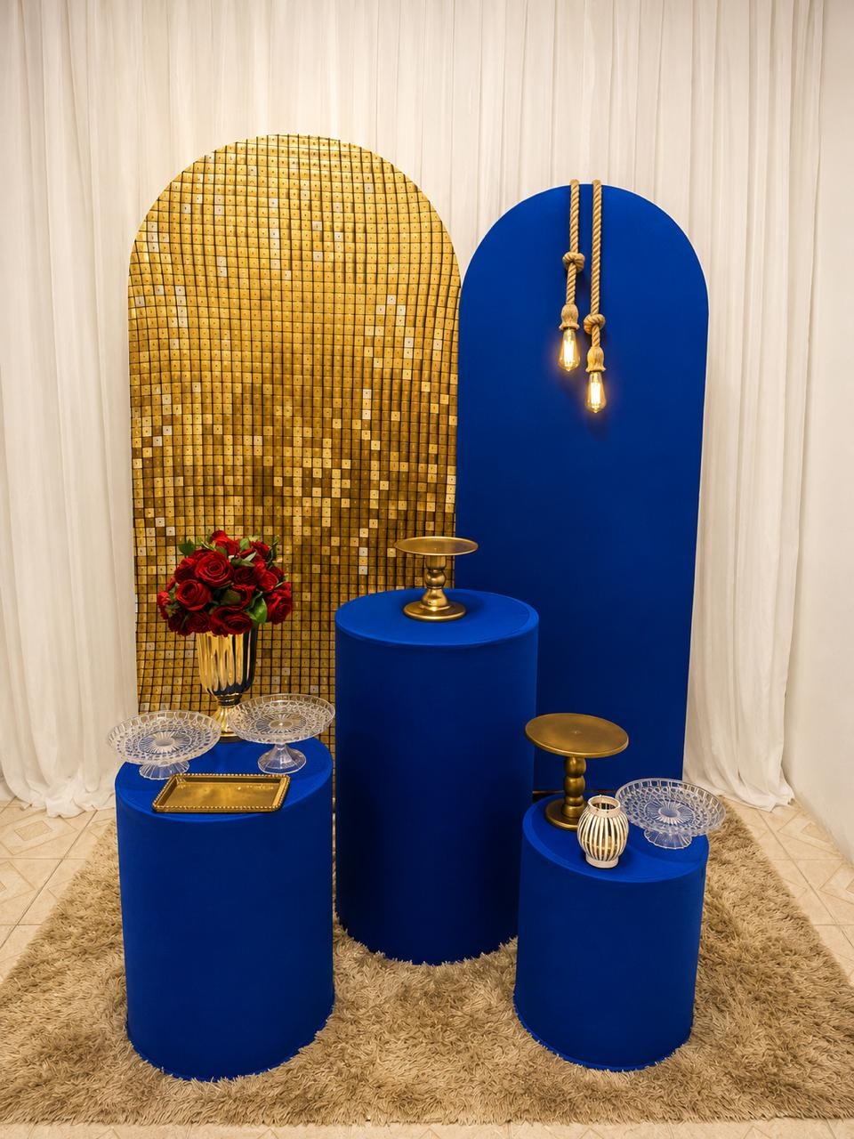 Composição de Formei Azul E Dourada - Olaf Decoracao e pegue monte 