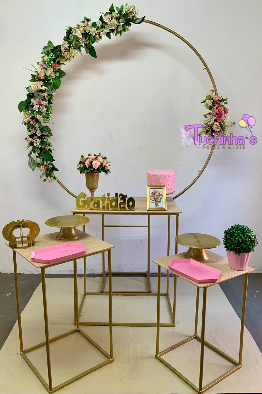Kit Ultra Redondo Rosa Floral Vazado  - Tuchinhas Pegue e Monte