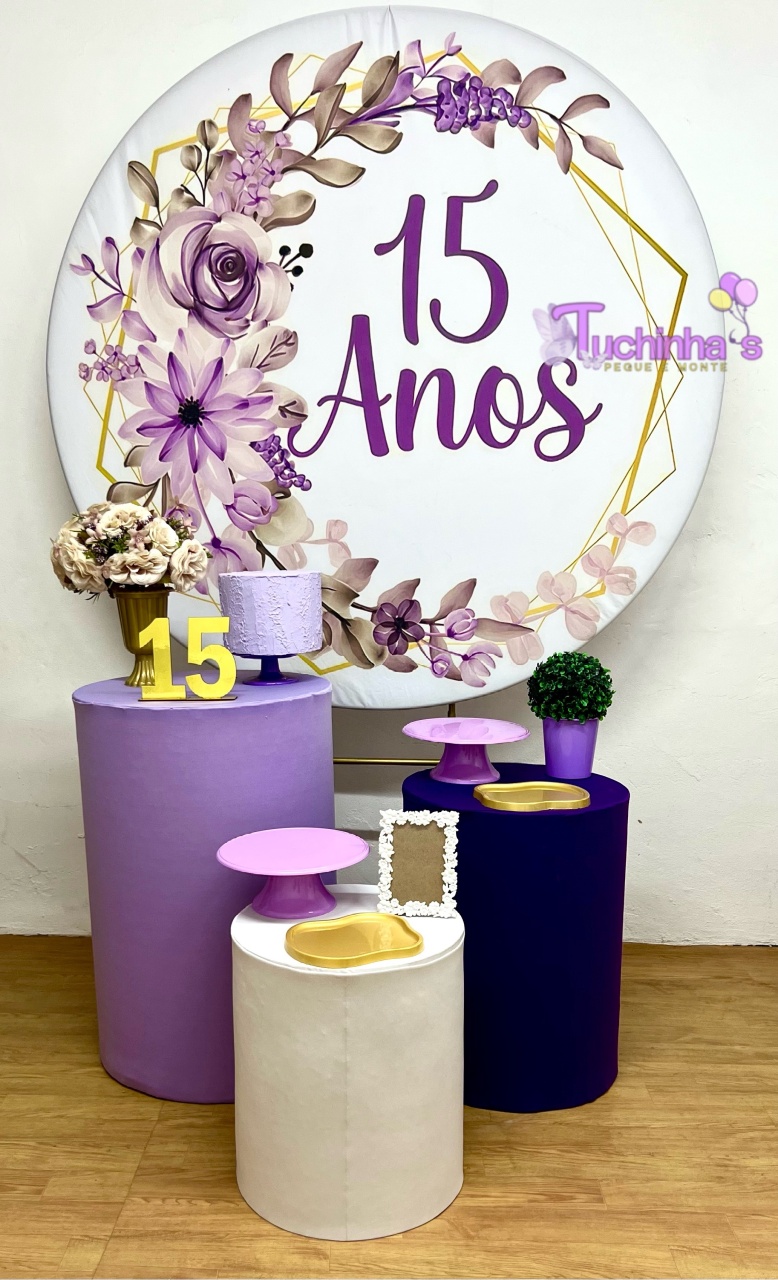 Kit Hiper 15 Anos Lilás Floral  - Tuchinhas Pegue e Monte